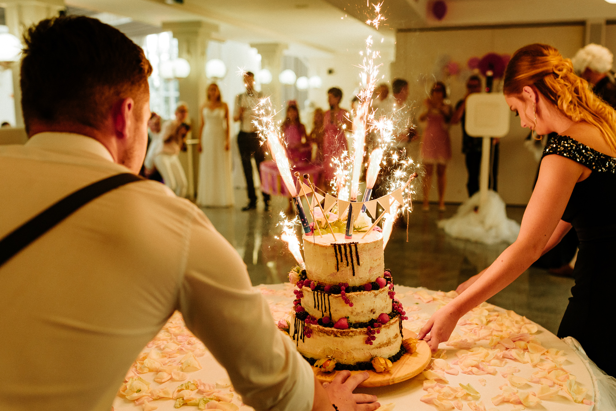 Hochzeitstorte, hochzeitsfoto, Feuerwerk